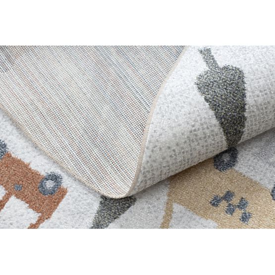 Koberec BONO 8436 kruh Autá, ulice krémová / svetlo šedá