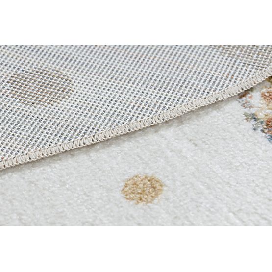 Koberec BONO 9614 kruh Medveď, balóniky smotanová / svetlo šedá