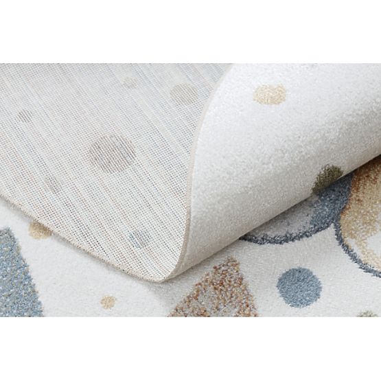 Koberec BONO 9614 kruh Medveď, balóniky smotanová / svetlo šedá