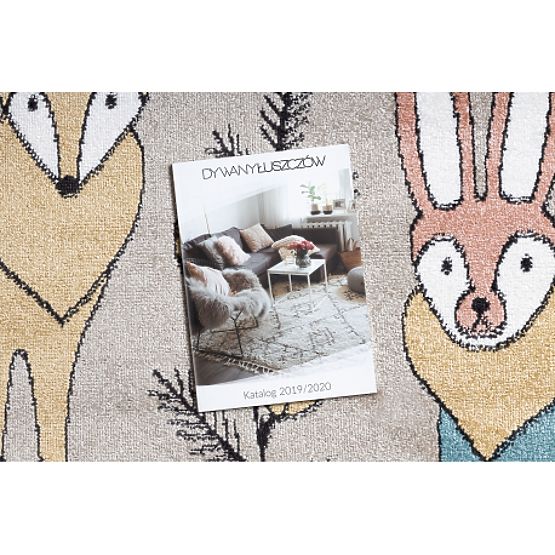 Koberec FUN Forester pre deti, zvieratá, lesná béžová