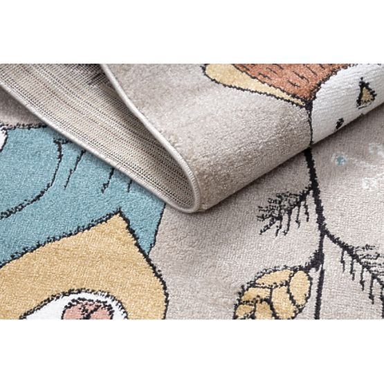 Koberec FUN Forester pre deti, zvieratá, lesná béžová