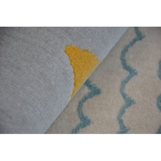 Koberec PASTEL 18409/652 - Mrak srdce VTÁK Sivá KRÉM tyrkysová