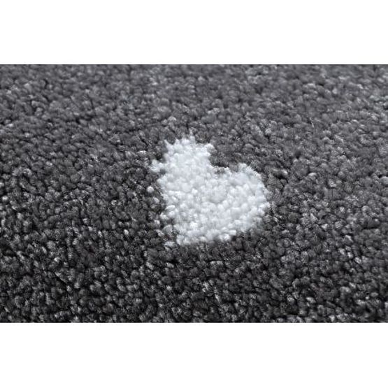 Koberec PETIT PLAMEŇÁCI, SRDCE, sivý