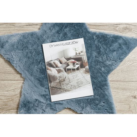 Koberec prateľný SHAPE 3148 Hviezda Shaggy - modrý plyšový, protišmykový