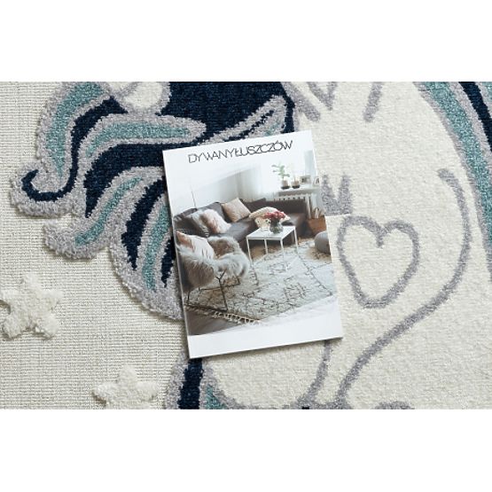 Koberec YOYO GD49 biele / šedo - Jednorožec pre deti, štrukturálny, senzoricky Strapce