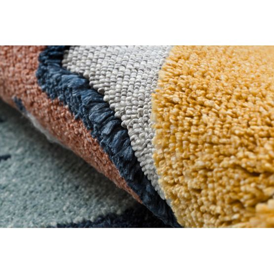 Koberec YOYO GD52 šedo / žltá - hviezdy, mraky, patchwork pre deti, štrukturálny, senzoricky Strapce