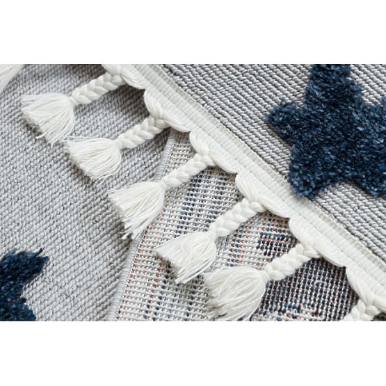 Koberec YOYO GD75 šedo / biele - hviezdy, kruhy pre deti, štrukturálny, senzoricky Strapce