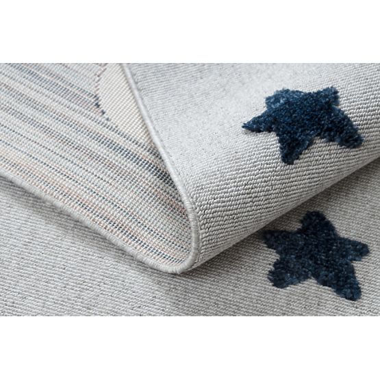 Koberec YOYO GD75 šedo / biele - hviezdy, kruhy pre deti, štrukturálny, senzoricky Strapce