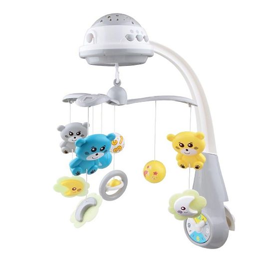 Kolotoč nad postieľku so svetelným projektorom Baby Mix grey Sivá