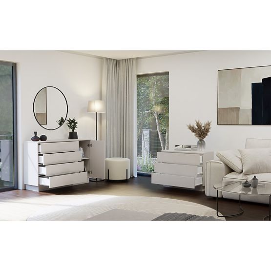 Komoda AMBER 1D4S Skrinka 1 Dvere 4 Zásuvky Do Spálne Obývacej Izby KAŠMÍR Béžová