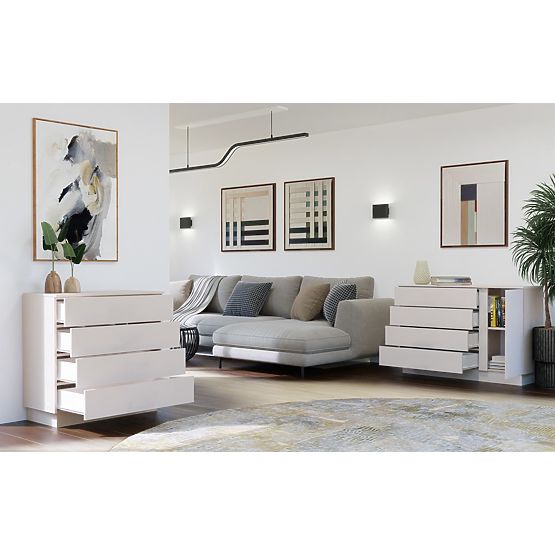 Komoda AMBER 4S Skrinka 4 Zásuvky Do Spálne Obývacej Izby KAŠMÍR Béžová