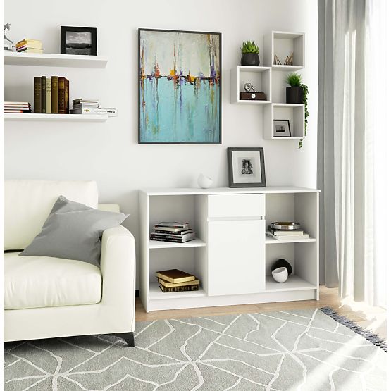 KOMODA B-17 120 cm 1 ZÁSUVKA 1 DVIERKA PK BIELA