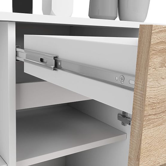 KOMODA B-17 120 cm 1 ZÁSUVKA 1 DVIERKA PK BIELA / SONOMA