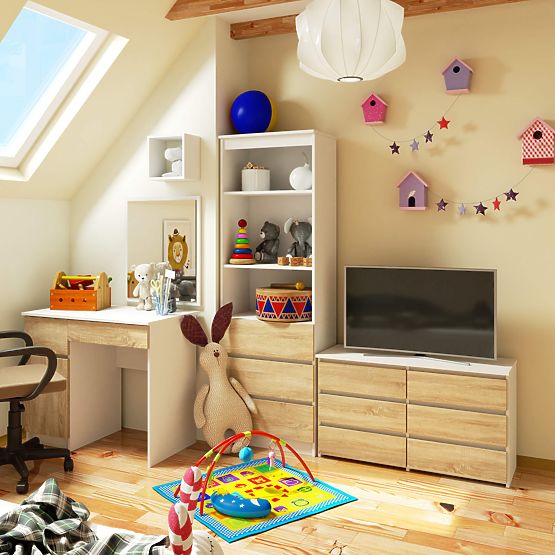 KOMODA CL100 6SZ PK BIELA / DUB SONOMA