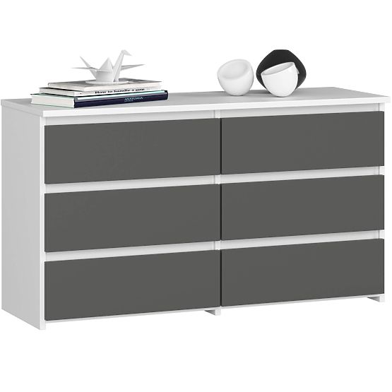 KOMODA CL100 6SZ PK BIELA / ŠEDÁ