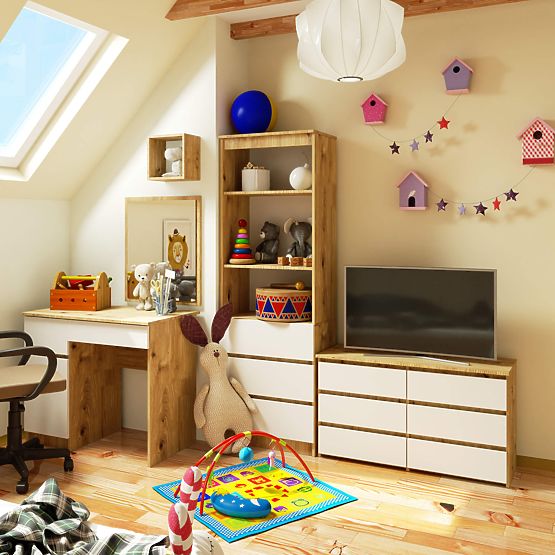 KOMODA CL100 6SZ PK DUB ARTISAN / BIELA