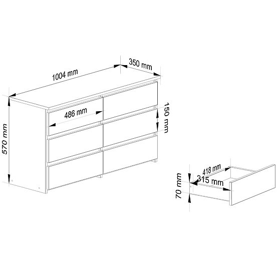 KOMODA CL100 6SZ PK DUB SONOMA / BIELA