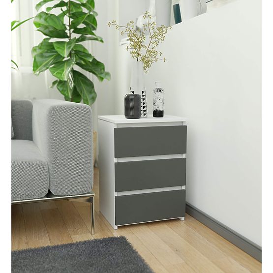 KOMODA CL3/40 PK BIELA / ŠEDÁ