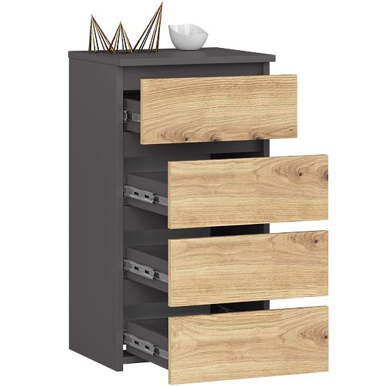 KOMODA CL4 PK GRAFITOVÁ ŠEDÁ / DUB ARTISAN