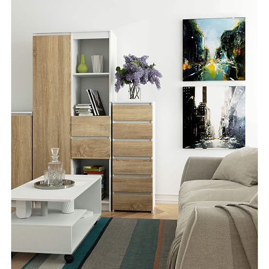 KOMODA CL6 PK BIELA / DUB SONOMA