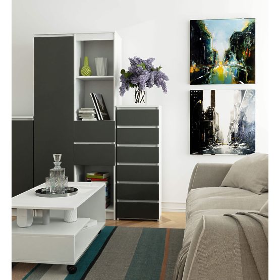 KOMODA CL6 PK BIELA / ŠEDÁ