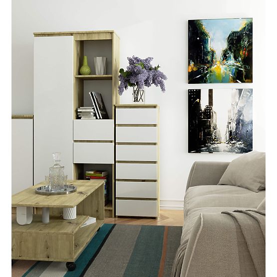 KOMODA CL6 PK DUB ARTISAN / BIELA