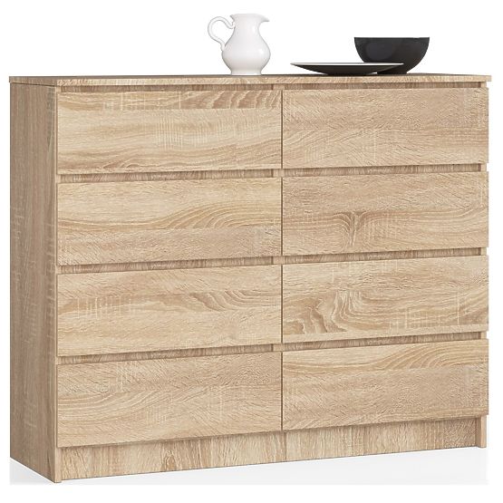 KOMODA K 120 cm 8 ZÁSUVIEK PK DUB SONOMA