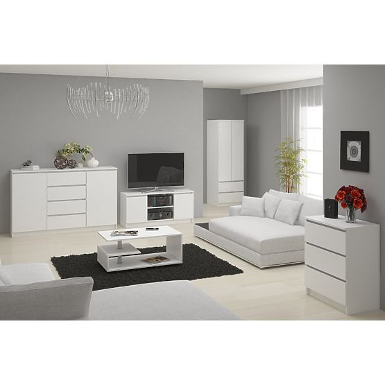 KOMODA K 140 cm 6 ZÁSUVIEK PK BIELA