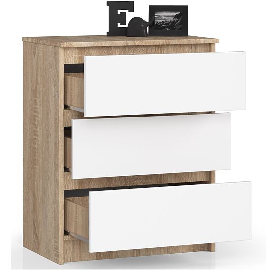KOMODA K 60 cm 3 ZÁSUVKY SONOMA / BIELA