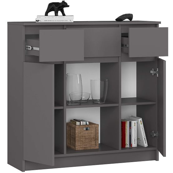 KOMODA K100 2D 3SZ 1P PK GRAFITOVÁ ŠEDÁ