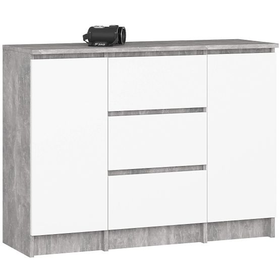 KOMODA K100 2D 3SZ PK BETÓN / BIELA