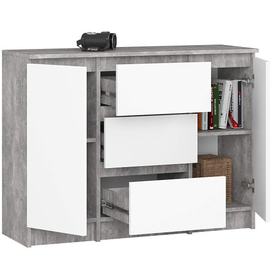 KOMODA K100 2D 3SZ PK BETÓN / BIELA