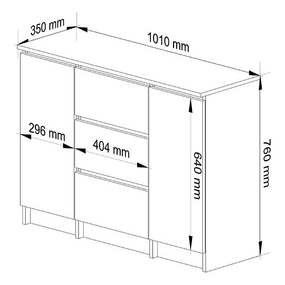 KOMODA K100 2D 3SZ PK GRAFITOVÁ ŠEDÁ