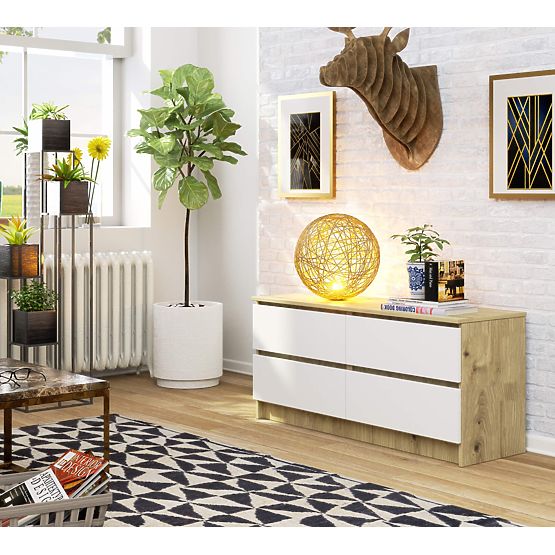 KOMODA K120 4SZ CLP DUB ARTISAN / BIELA