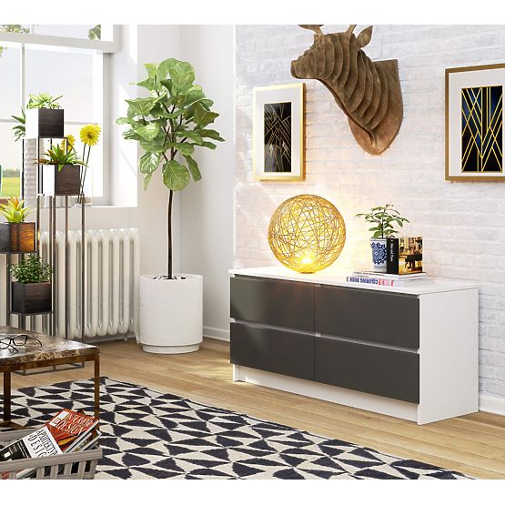 KOMODA K120 4SZ CLP PK BIELA / ŠEDÁ