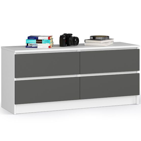 KOMODA K120 4SZ CLP PK BIELA / ŠEDÁ