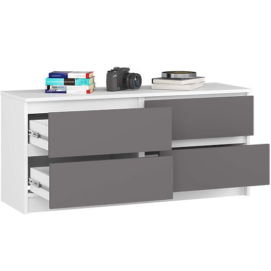 KOMODA K120 4SZ CLP PK BIELA / ŠEDÁ
