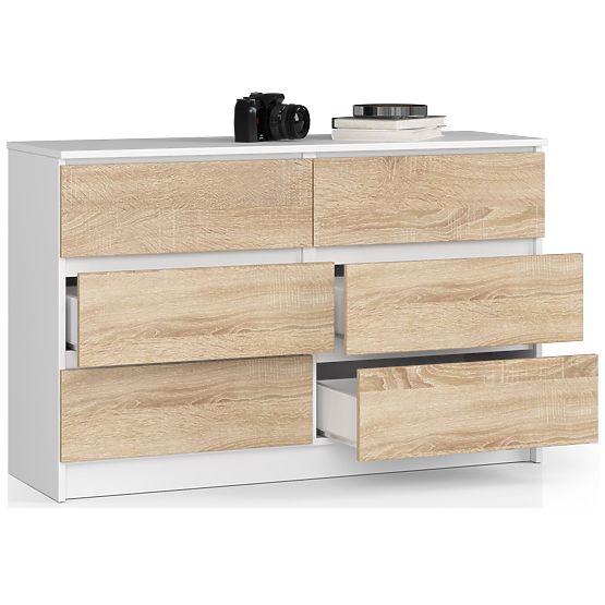 KOMODA K120 6SZ CLP PK BIELA / SONOMA