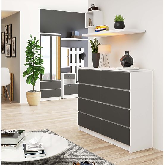KOMODA K120 8SZ PK BIELA / ŠEDÁ