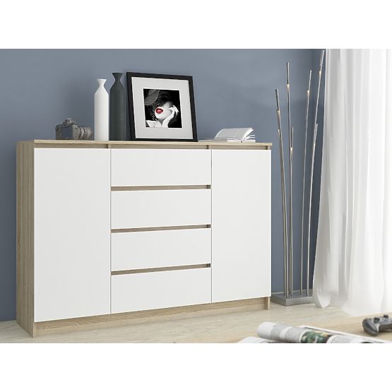 KOMODA K140 2D 4SZ CLP PK DUB SONOMA / BIELA