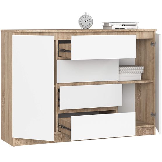 KOMODA K140 2D 4SZ CLP PK DUB SONOMA / BIELA