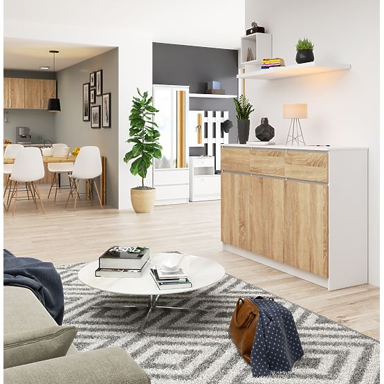 KOMODA K140 3D 3SZ CLP PK BIELA / SONOMA