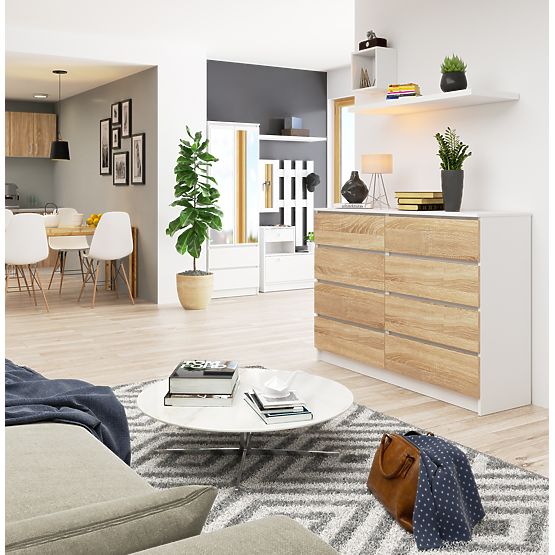 KOMODA K140 8SZ CLP PK BIELA / SONOMA