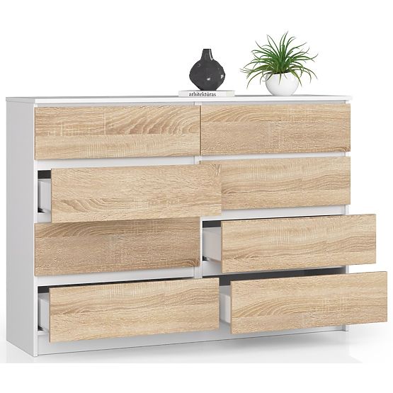 KOMODA K140 8SZ CLP PK BIELA / SONOMA