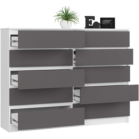 KOMODA K160 10SZ CLP PK BIELA / ŠEDÁ