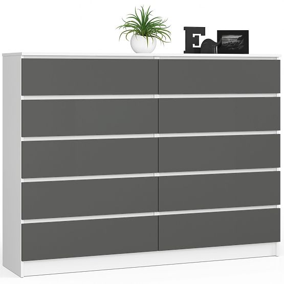 KOMODA K160 10SZ CLP PK BIELA / ŠEDÁ