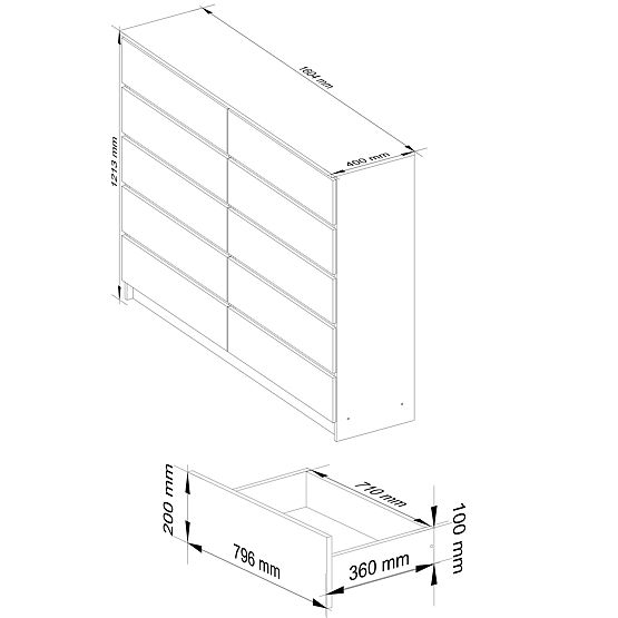 KOMODA K160 10SZ CLP PK BIELA / SONOMA