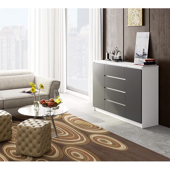 KOMODA K160 2D 4SZ CLP PK BIELA / ŠEDÁ