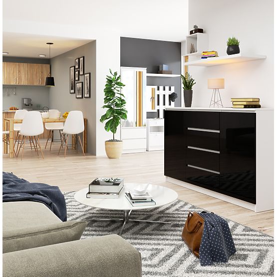 KOMODA K160 2D 4SZ CLP PK ČIERNY LESK