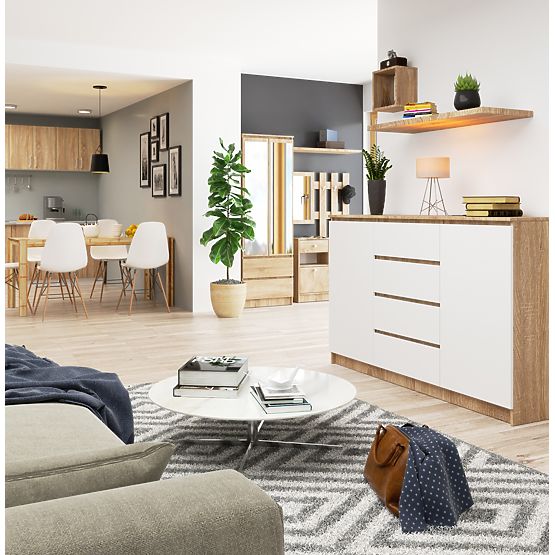 KOMODA K160 2D 4SZ CLP PK DUB SONOMA / BIELA